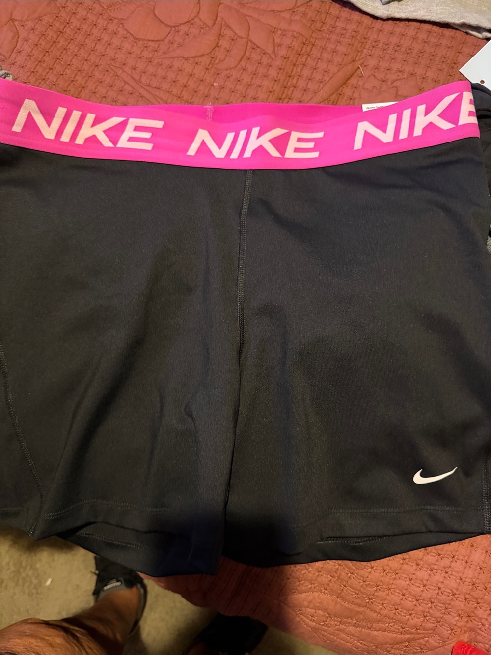 Nike Black Athletic Shorts with Pink Branded Waistband